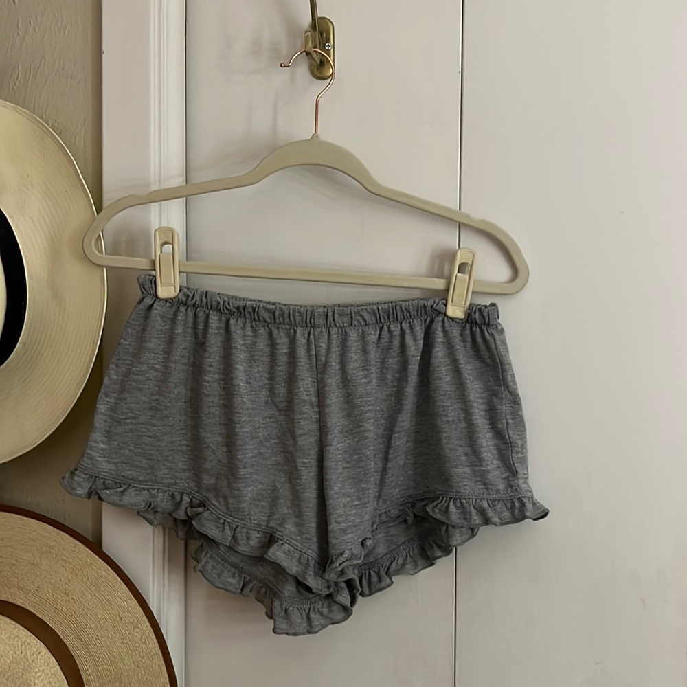 Grey Ruffle Sleep Shorts